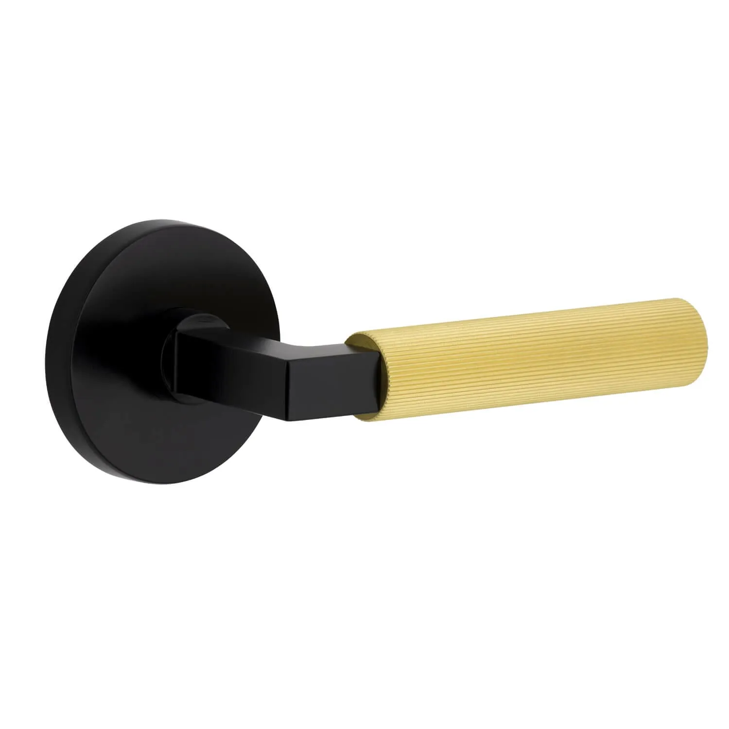 Circolo Rosette in Satin Black with Satin Brass Contempo Fluted Lever