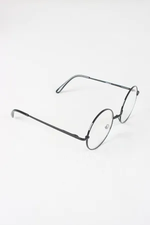 Circular Metal Framed Clear Lens Sunglasses