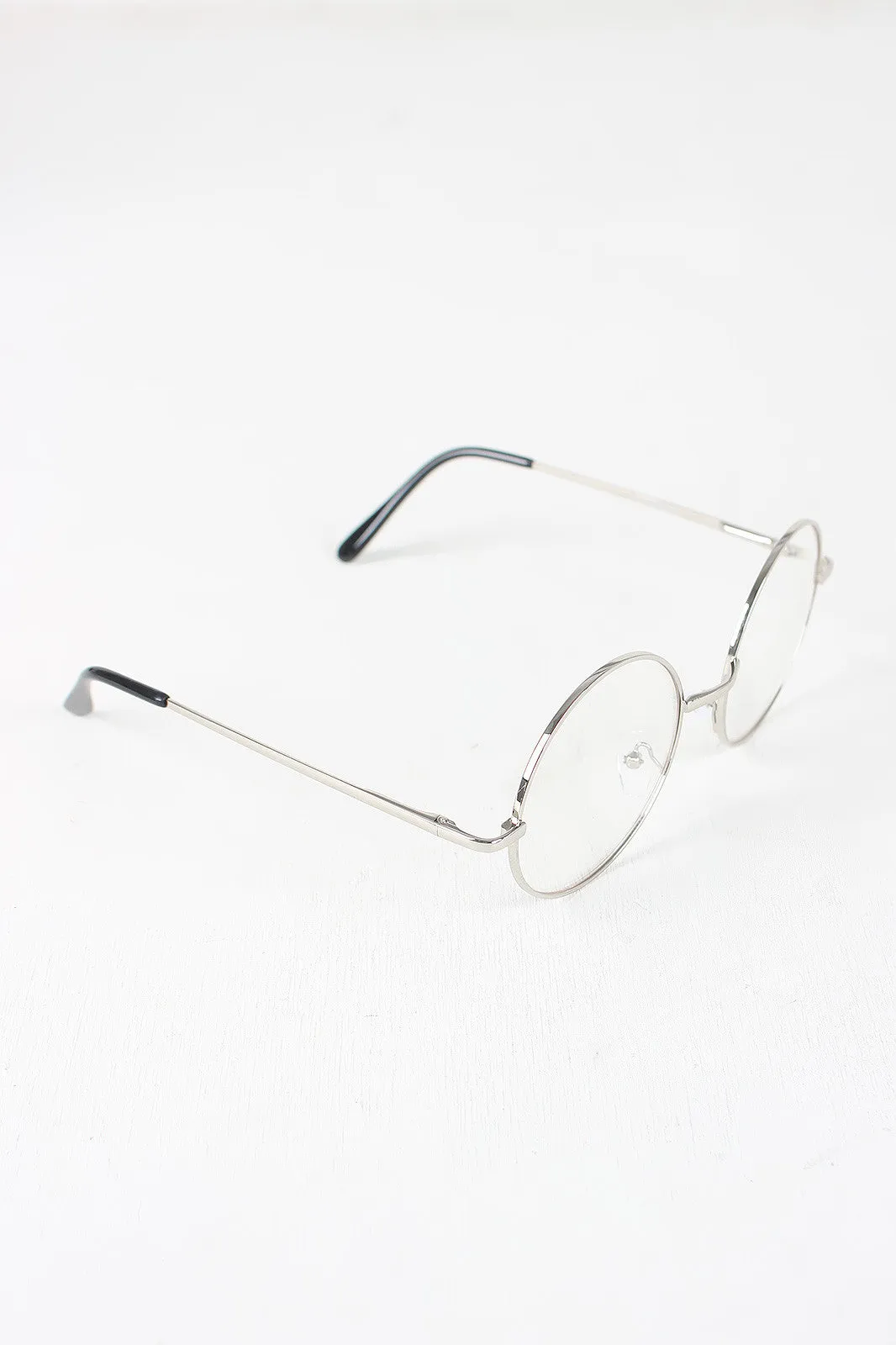 Circular Metal Framed Clear Lens Sunglasses