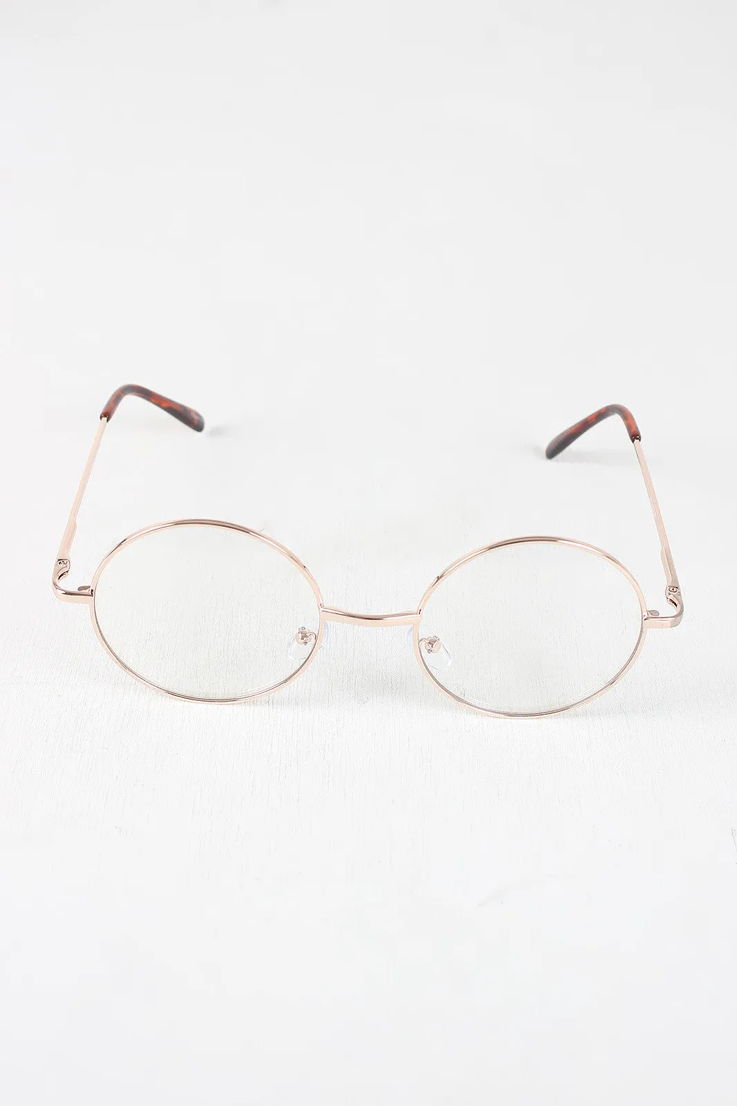 Circular Metal Framed Clear Lens Sunglasses