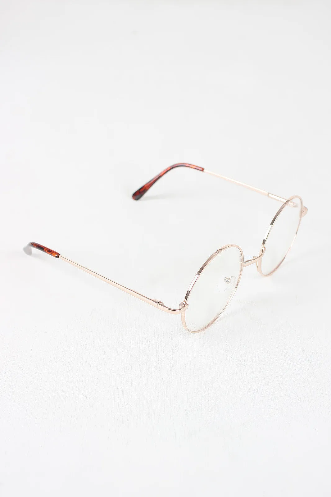 Circular Metal Framed Clear Lens Sunglasses