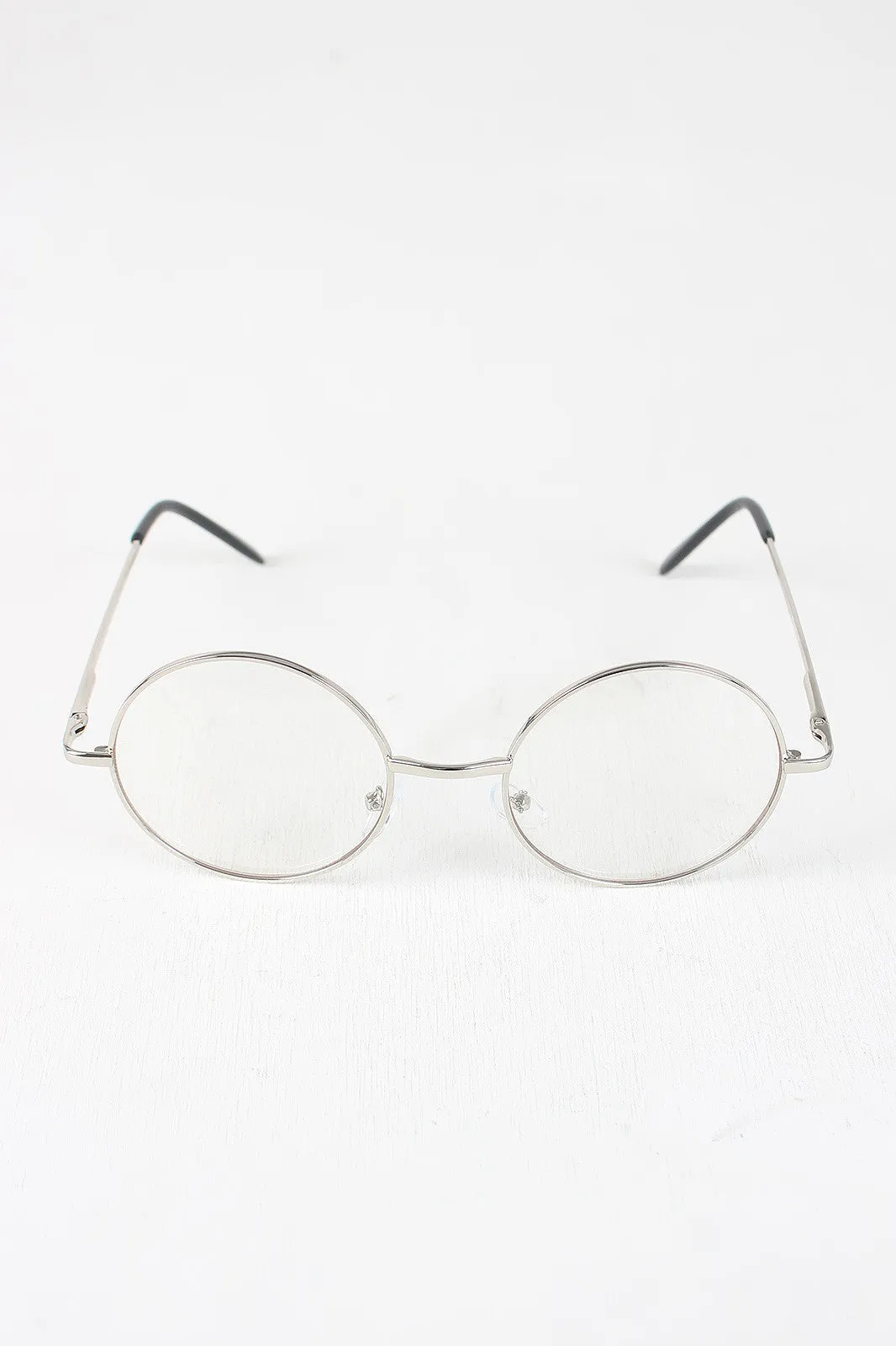 Circular Metal Framed Clear Lens Sunglasses