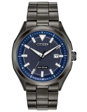 Citizen DRIVE WDR Mens Watch - Gray Ion Plated - Blue Dial - Date - Bracelet