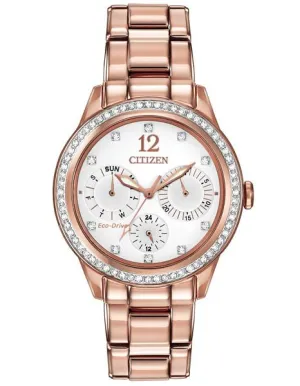 Citizen Eco-Drive Ladies Silhouette Crystal - Pink Gold-Tone Case & Bracelet