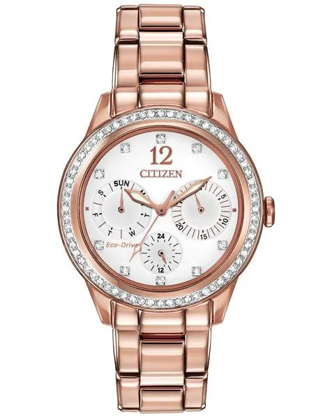 Citizen Eco-Drive Ladies Silhouette Crystal - Pink Gold-Tone Case & Bracelet