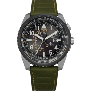 Citizen Eco Drive Promaster Nighthawk Watch with Green Leather BJ7138-04E