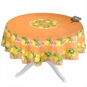 Citrus Orange French Provencal Polyester Tablecloth - 70" Round