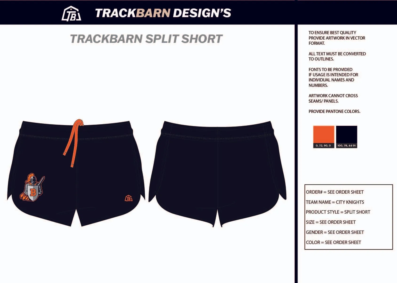 City-Knights- Womens Split Track Short