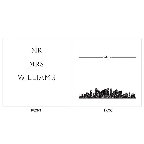 City Style Personalized Clear Acrylic Block Cake Topper Black