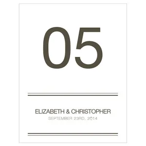 City Style Table Numbers Numbers 1-12 Charcoal