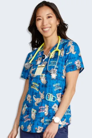 CK652 Happy As A Quokka Women's Print Scrub Top