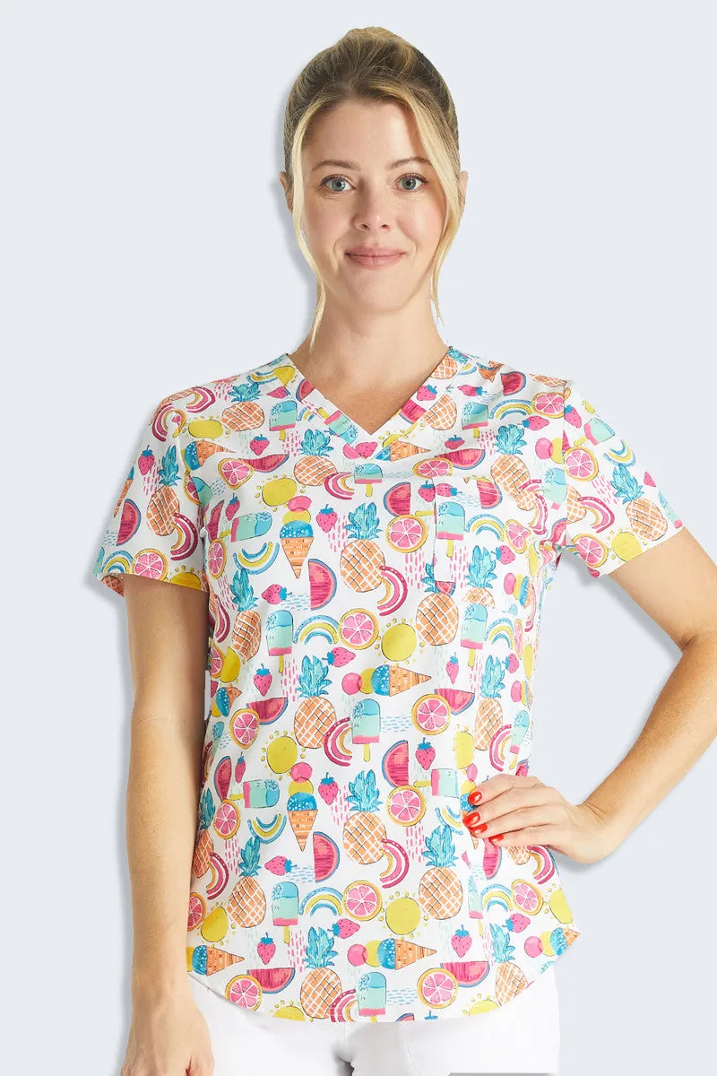 CK664 Sweet Vibes Cherokee Print Scrub Top