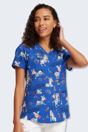 CK703 Born To Stand Out Cherokee Women's Print Scrub Top