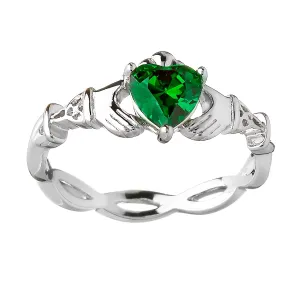 Claddagh Green Cubic Zirconia Ring