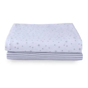 Clair-de-lune Stars & Stripes 2 Pack Fitted Cot Sheets - 120 x 60 cm