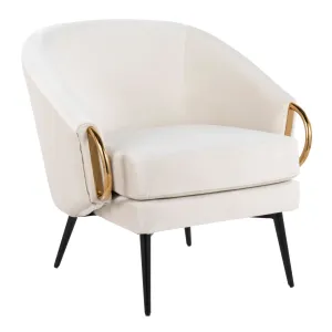 Claire Contemporary/Glam Black Steel and Cream Velvet with Gold Steel Accents by LumiSource