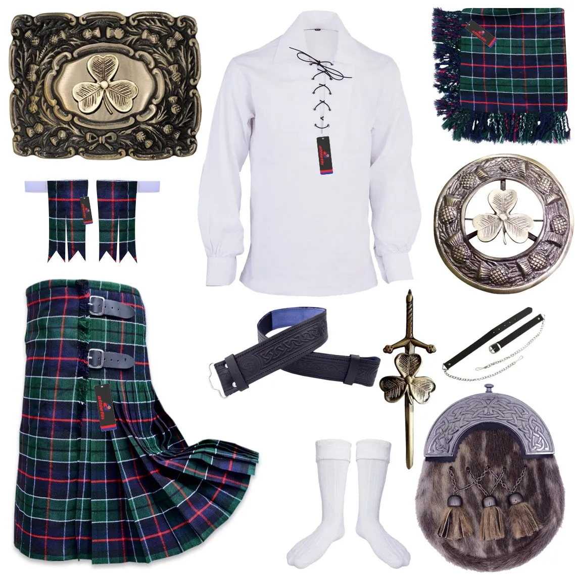 Clan Leslie Tartan Kilt Outfit - Scottish Ancestral Elegance