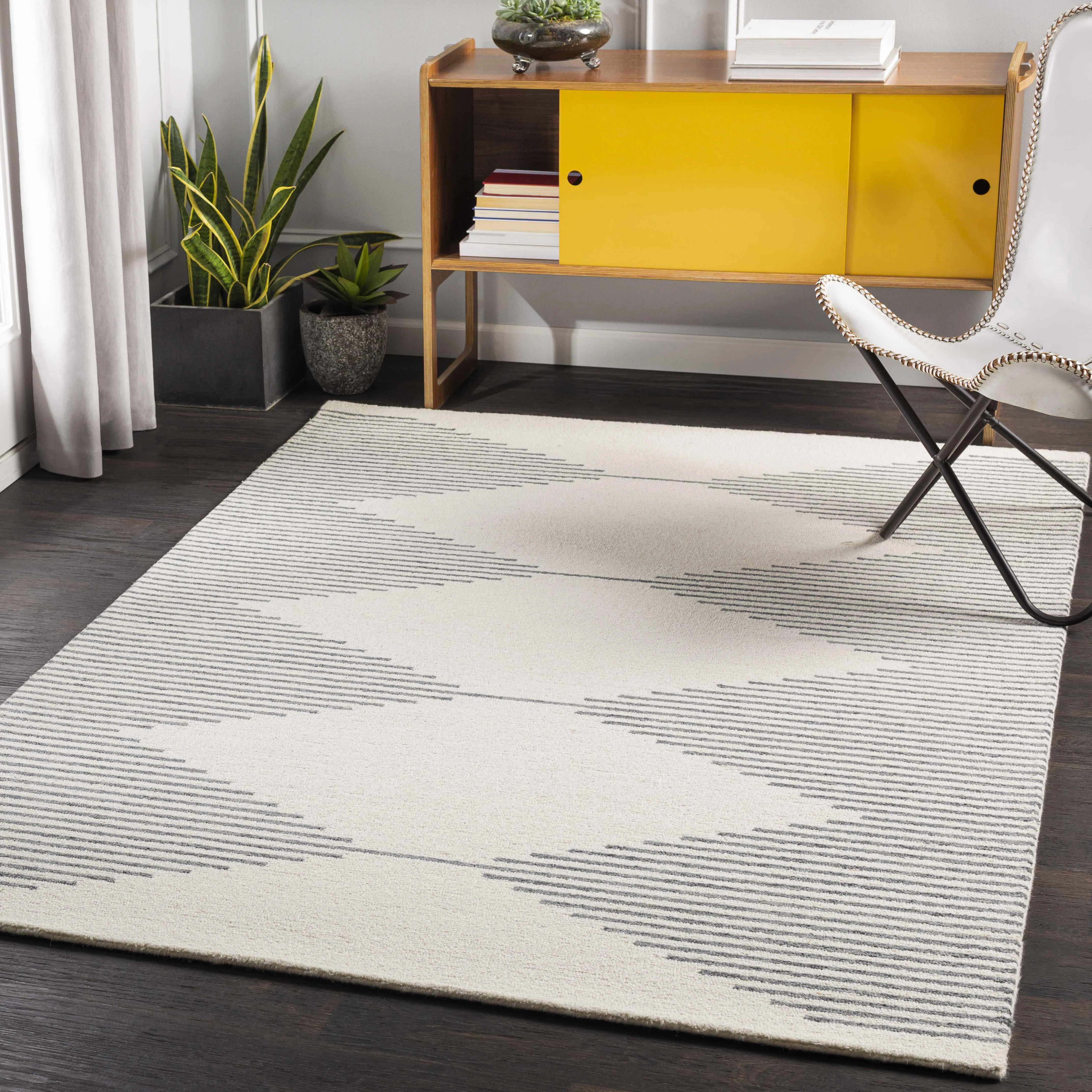 Clapham Beige Diamond Wool Rug