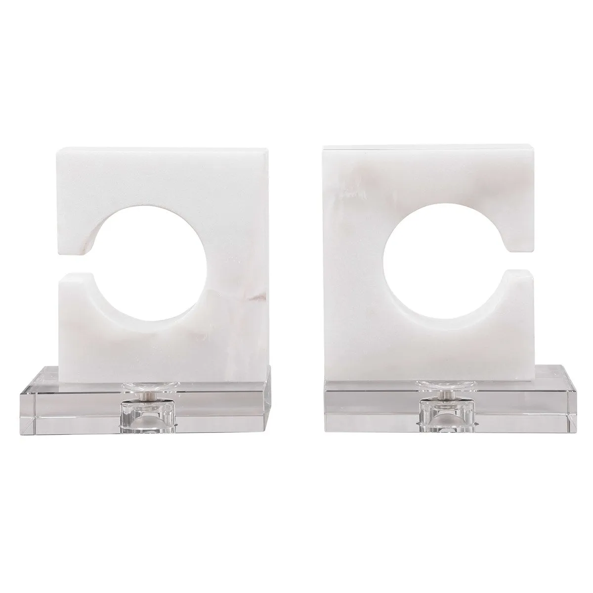 Clarin White & Gray Bookends, S/2