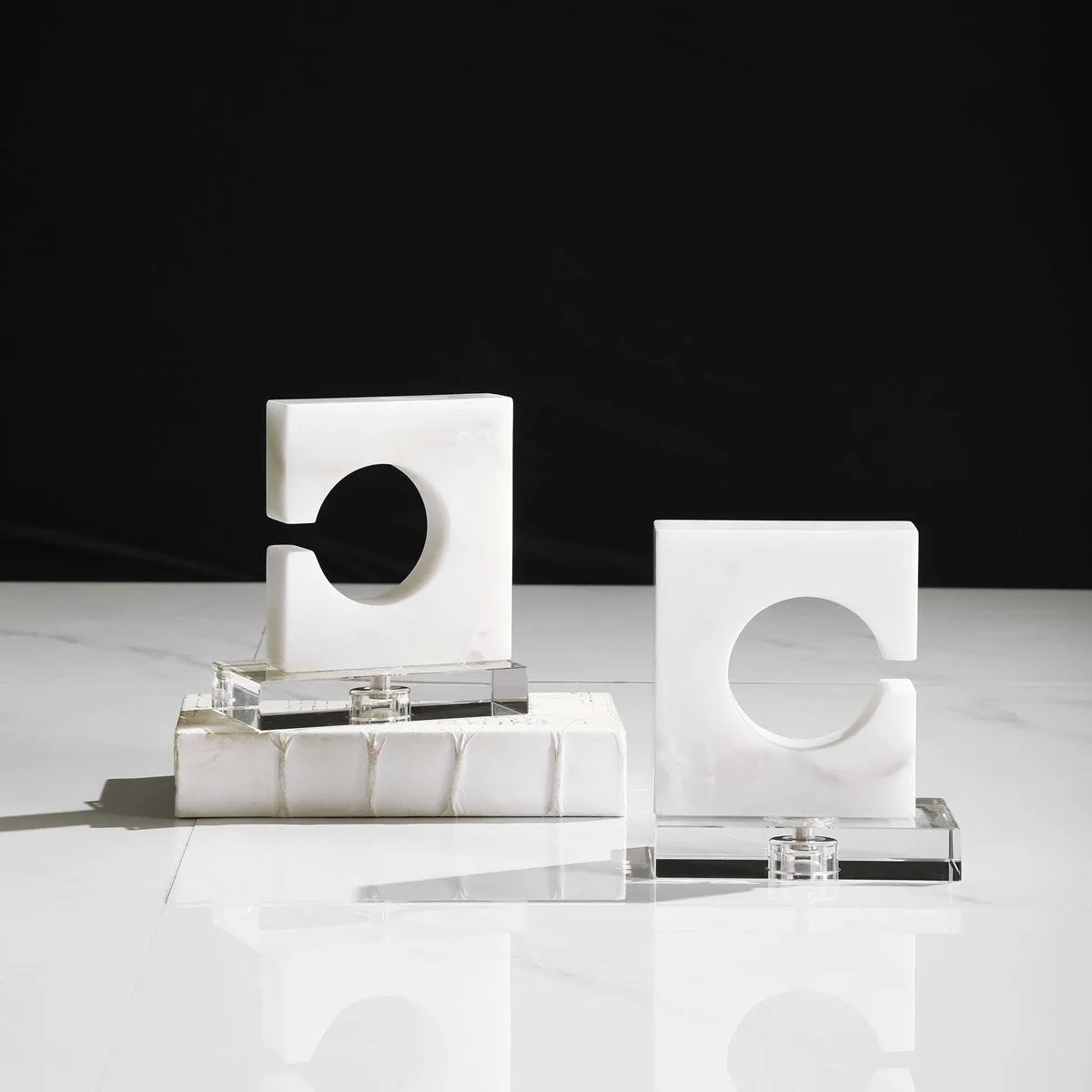 Clarin White & Gray Bookends, S/2