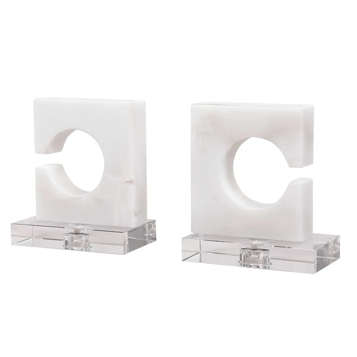 Clarin White & Gray Bookends, S/2