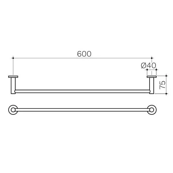 Clark Round Single Towel Rail Matte Black