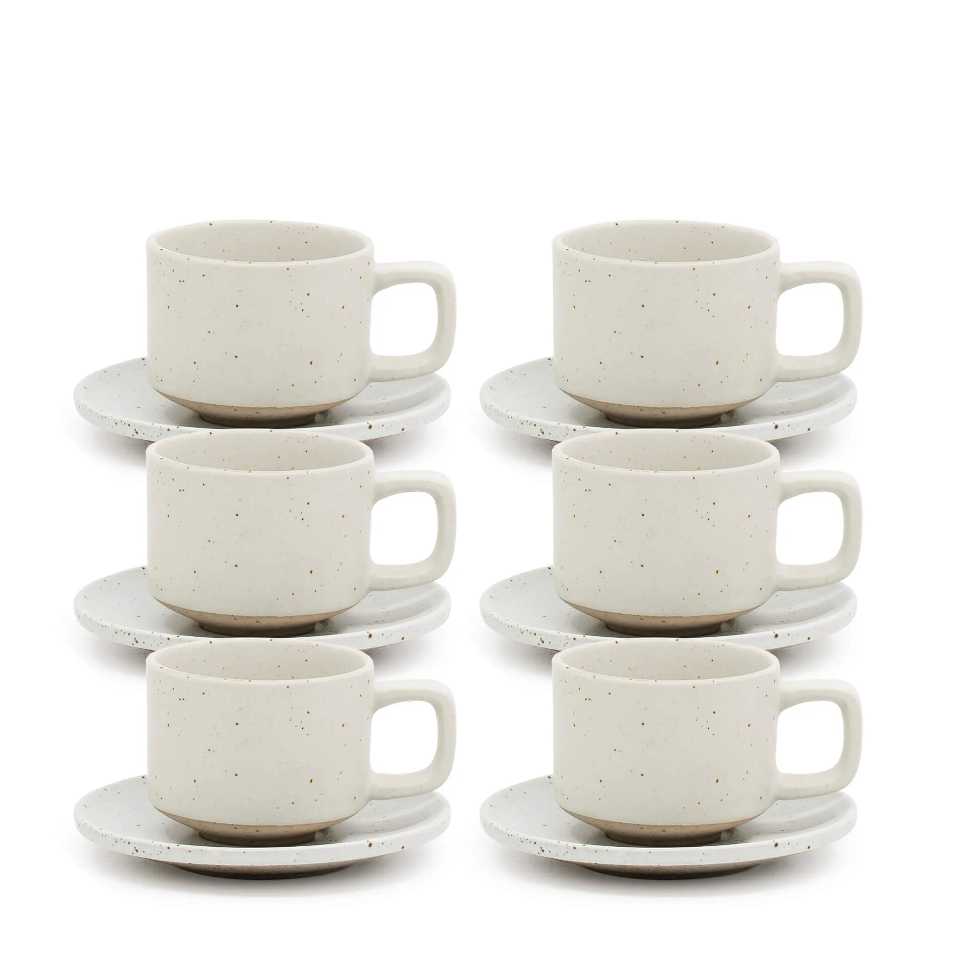 Claro Espresso Cups & Saucers 100mL - Set of 6 - White