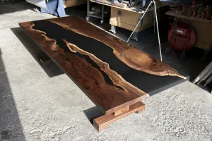 Claro Walnut and Tinted Resin Dining Table