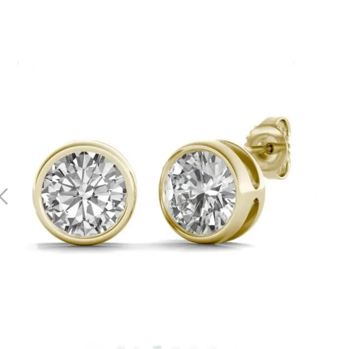 Classic 14kt Gold Bezel Created White Sapphire Stud Earrings Over Sterling Silver