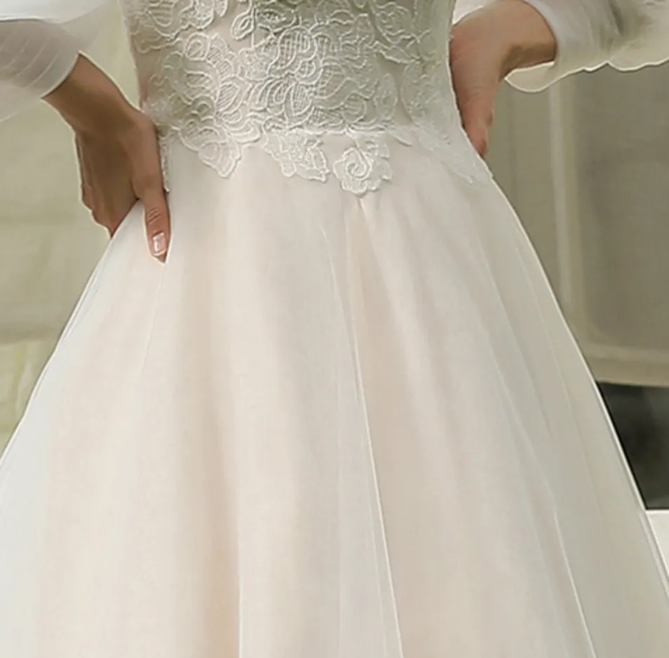 Classic A-Line Strapless Bridal Gown With Detachable Bishop Sleeves