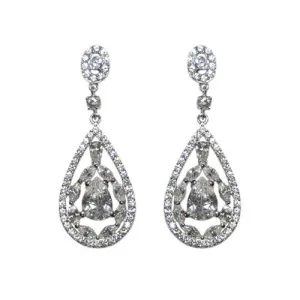 Classic & Elegant CZ Dangle Brass Earrings