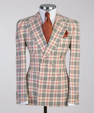 Classic Beige Plaid Suit