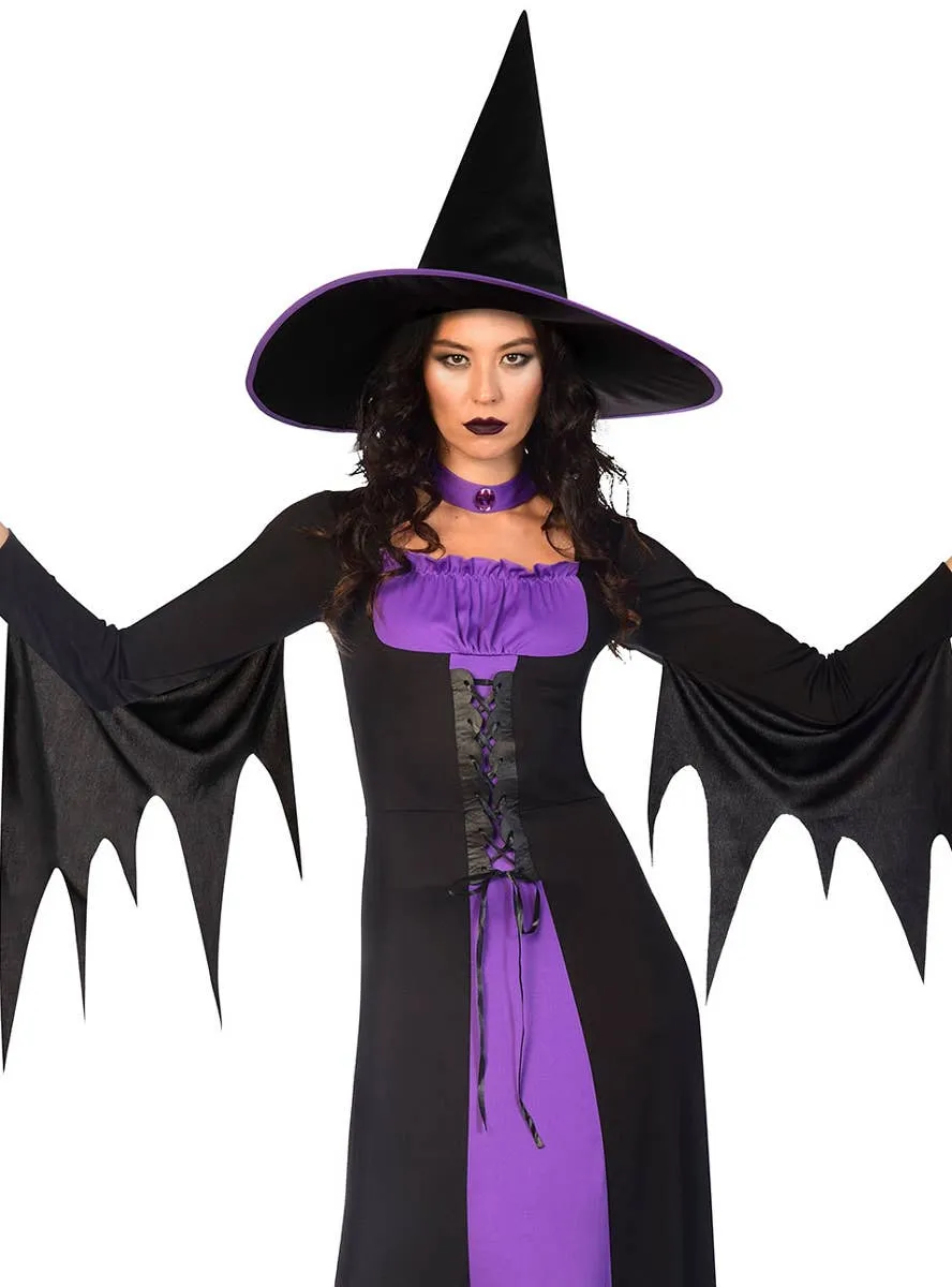 Classic Black and Purple Witch Plus Size Womens Halloween Costume