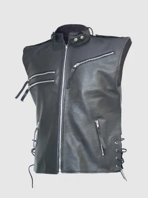 Classic Black Leather Vest