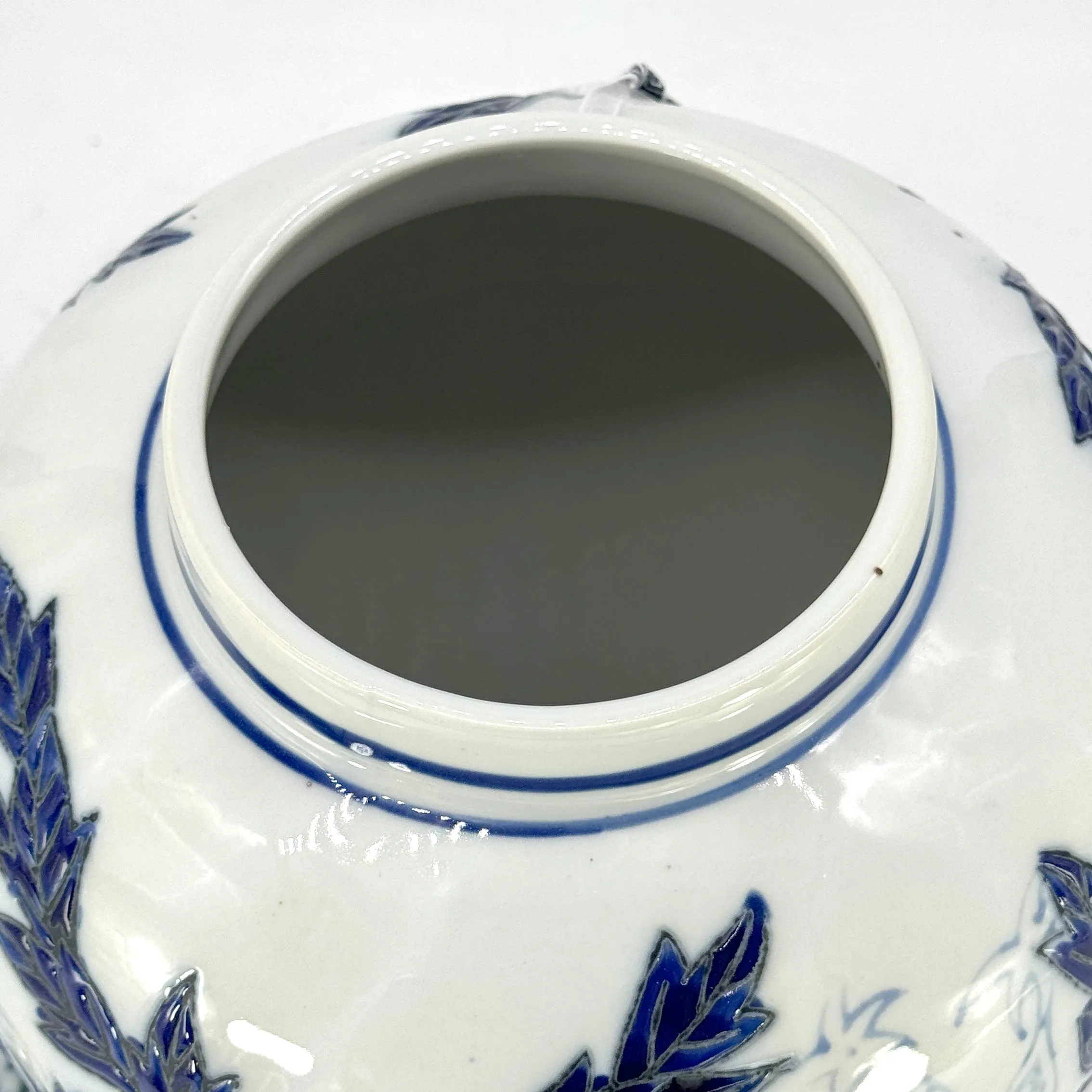 Classic Blue & White Floral Ceramic Ginger Jar 12"