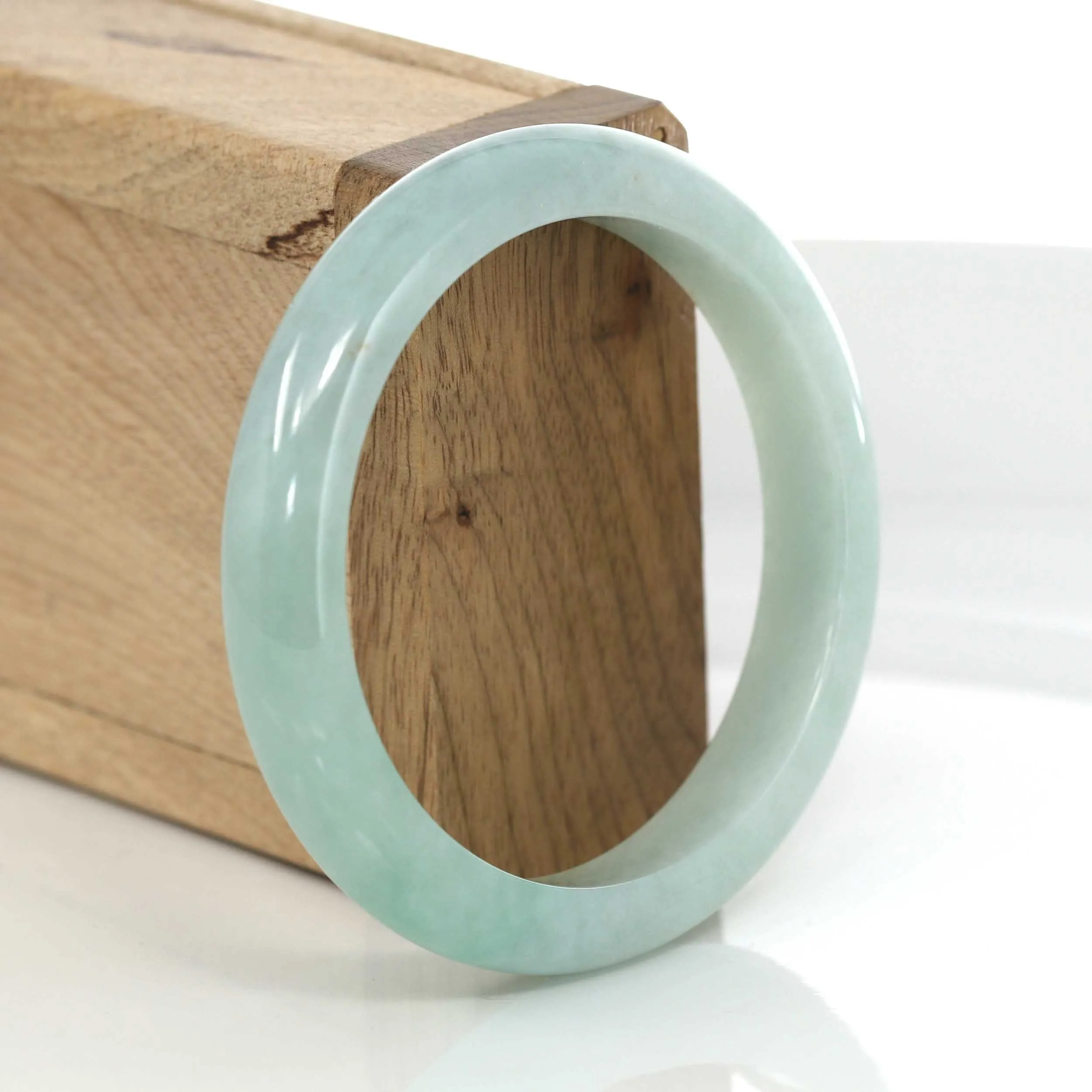 Classic Blue- Green Genuine Jadeite Jade Bangle (56.42 mm) #621