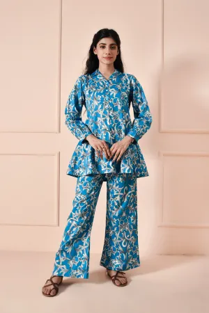 Classic Blue Printed Palazzo Outfit