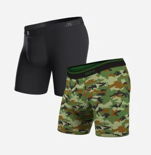 CLASSIC BOXER BRIEF: BLACK/CAMO GREEN 2 PACK