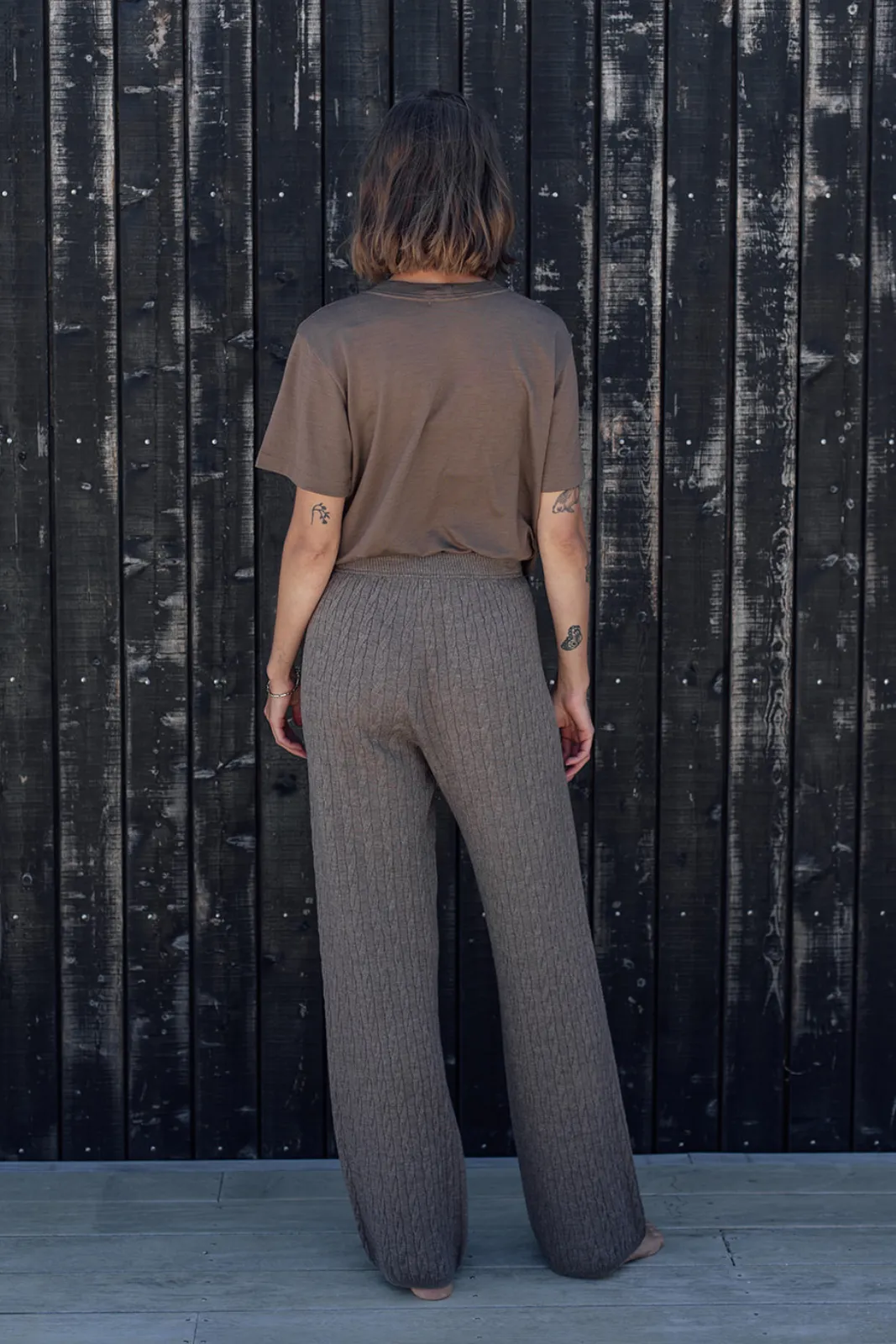 Classic Cable Merino Pant- Cinnamon