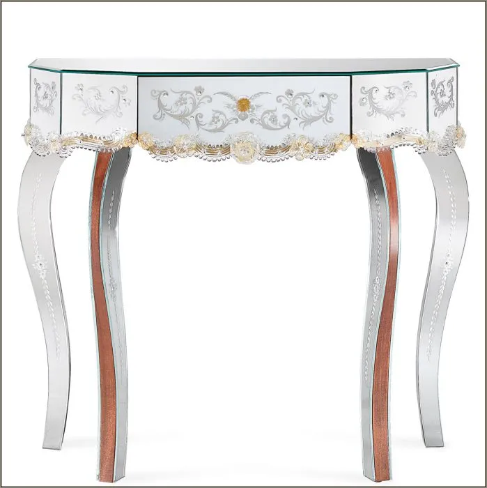 Classic Console Table With Engraved Mirror Pieces