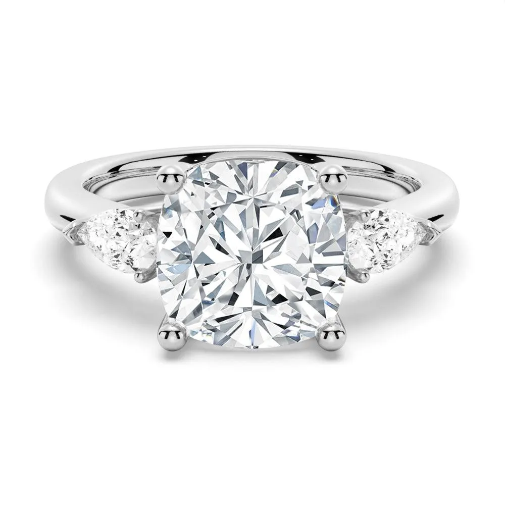 Classic Cushion Cut Three Stone Engagement Ring