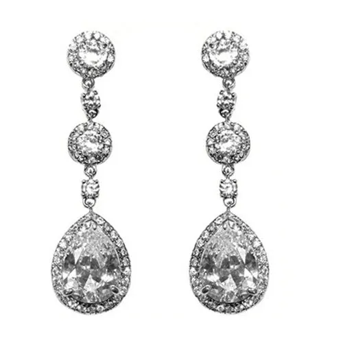 Classic CZ Dangle Brass Earrings