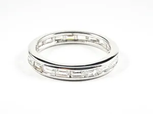 Classic Elegant Baguette Setting CZ Eternity Silver Band Ring