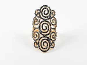 Classic Elegant Fine Swirl Pattern Long Brass Ring