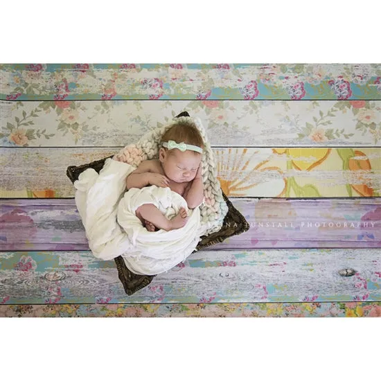 Classic Floral Planks Printed Backdrop