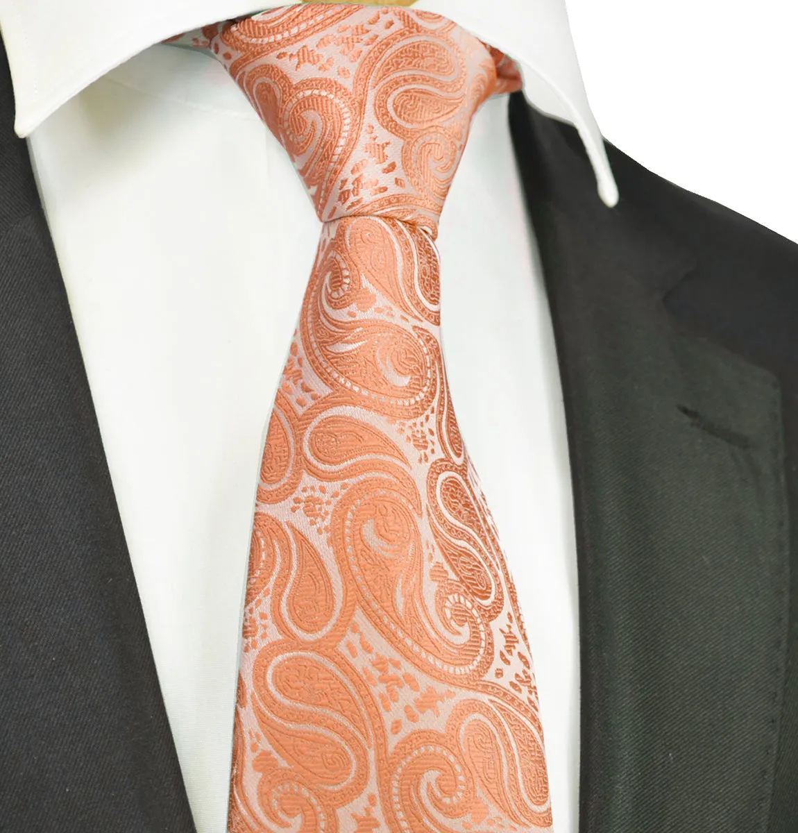 Classic Formal Burnt Orange Paisley Necktie