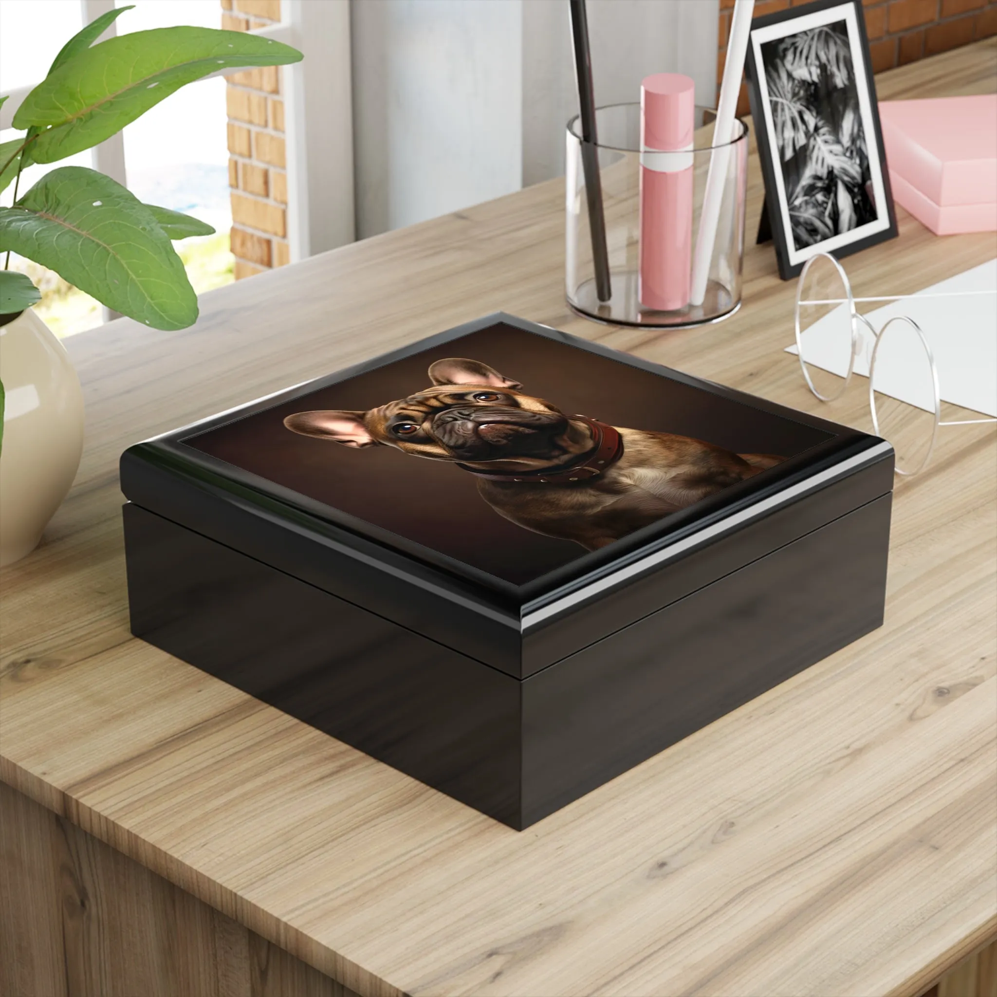 Classic French Bulldog Portrait Art Print Gift and Jewelry Box