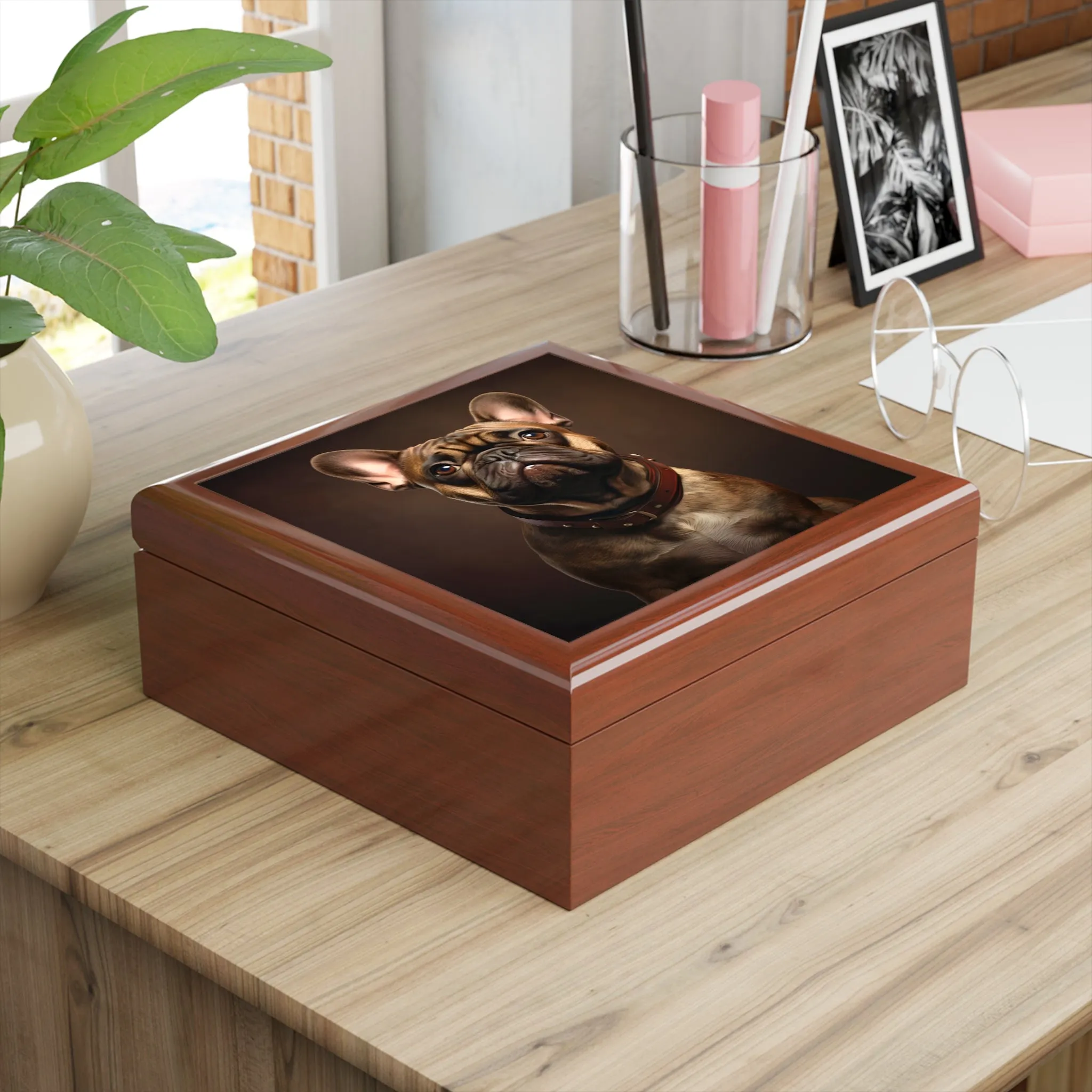 Classic French Bulldog Portrait Art Print Gift and Jewelry Box