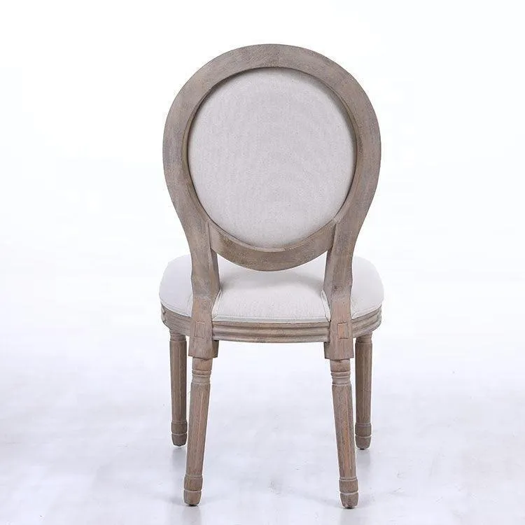 Classic Furniture French Bistro Chair - Vintage Fabric Upholstered, Wood Round Back, Indoor/Outdoor