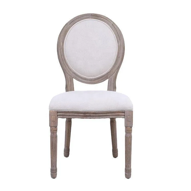 Classic Furniture French Bistro Chair - Vintage Fabric Upholstered, Wood Round Back, Indoor/Outdoor